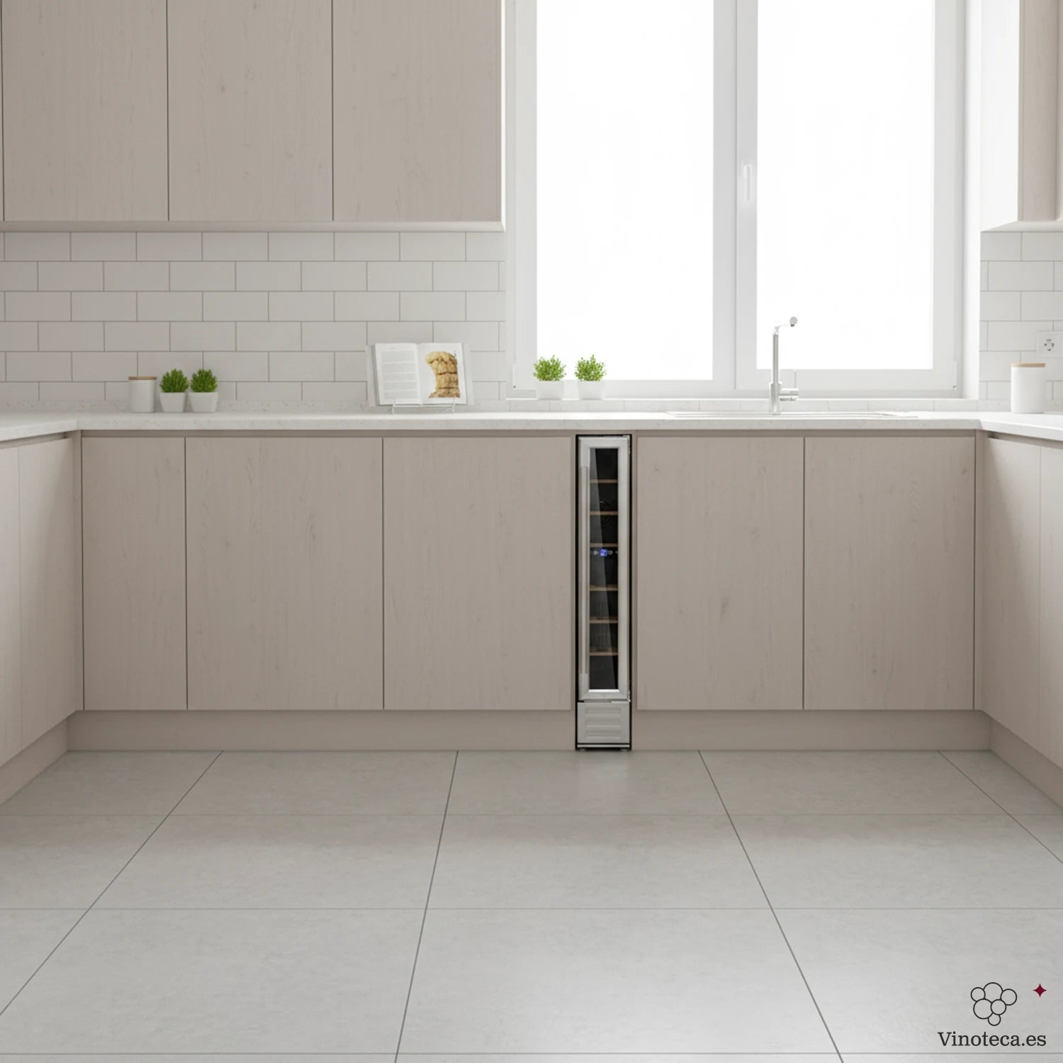 Vinoteca Les Petits Champs CAVSE7 integrada bajo encimera en cocina