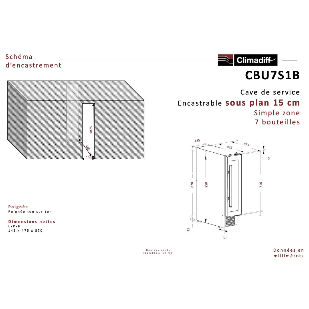 Vinoteca 7 botellas Climadiff CBU7S1B