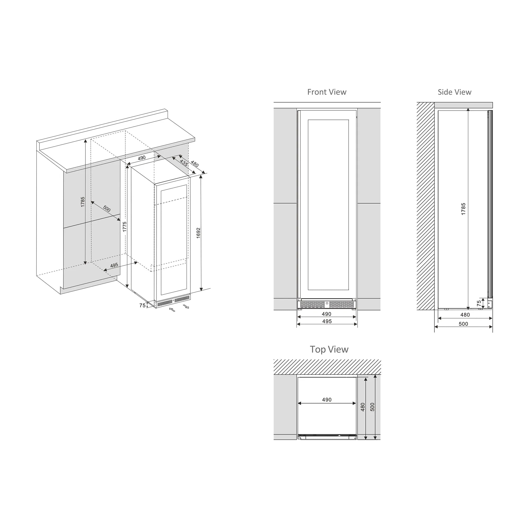 Vinoteca 74 botellas CELLA W82S Black