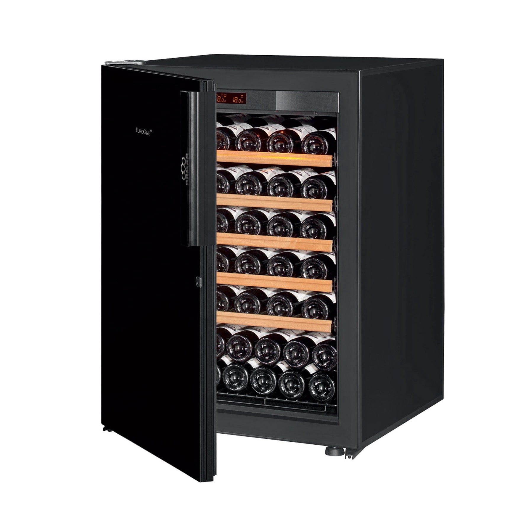 Vinoteca 74 botellas EuroCave Pure SBP5 Multitemperatura Black Piano llena