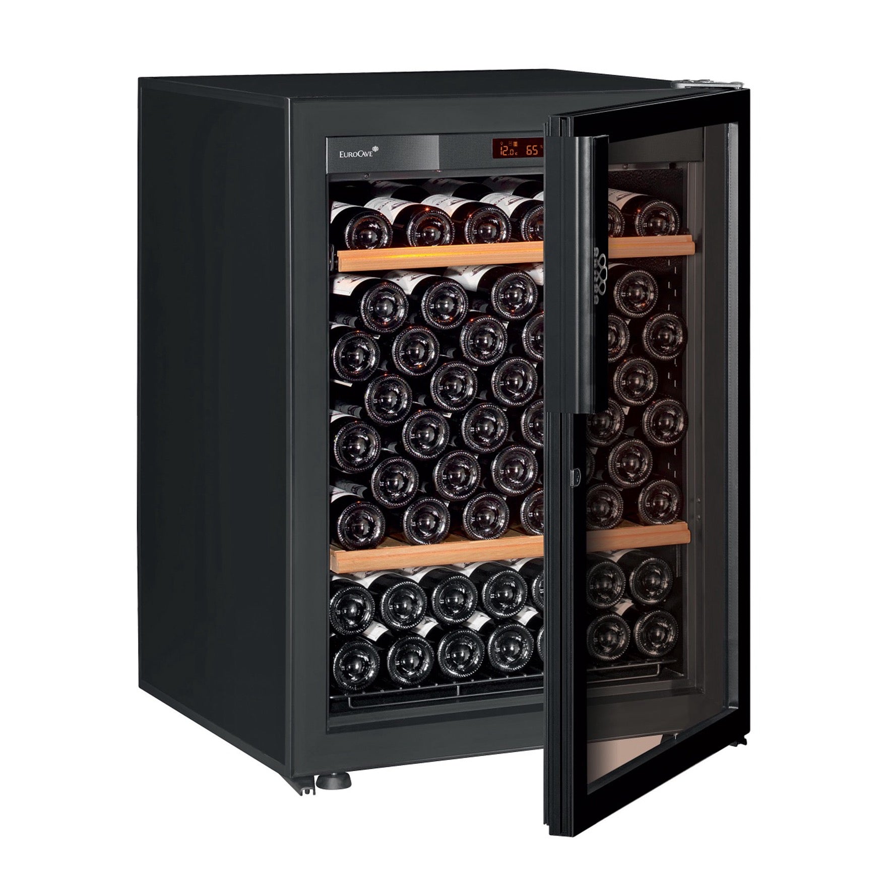 Vinoteca 74 botellas EuroCave Pure SFG5 Full Glass puerta abierta llena