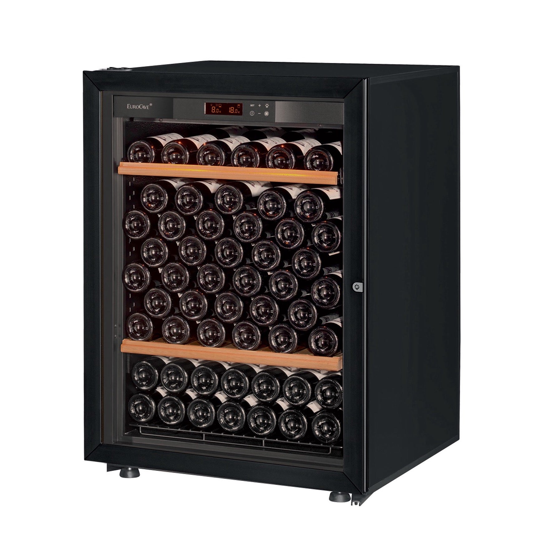 Vinoteca 74 botellas EuroCave Pure SV5 Multitemperatura Glass puerta cerrada vista lateral