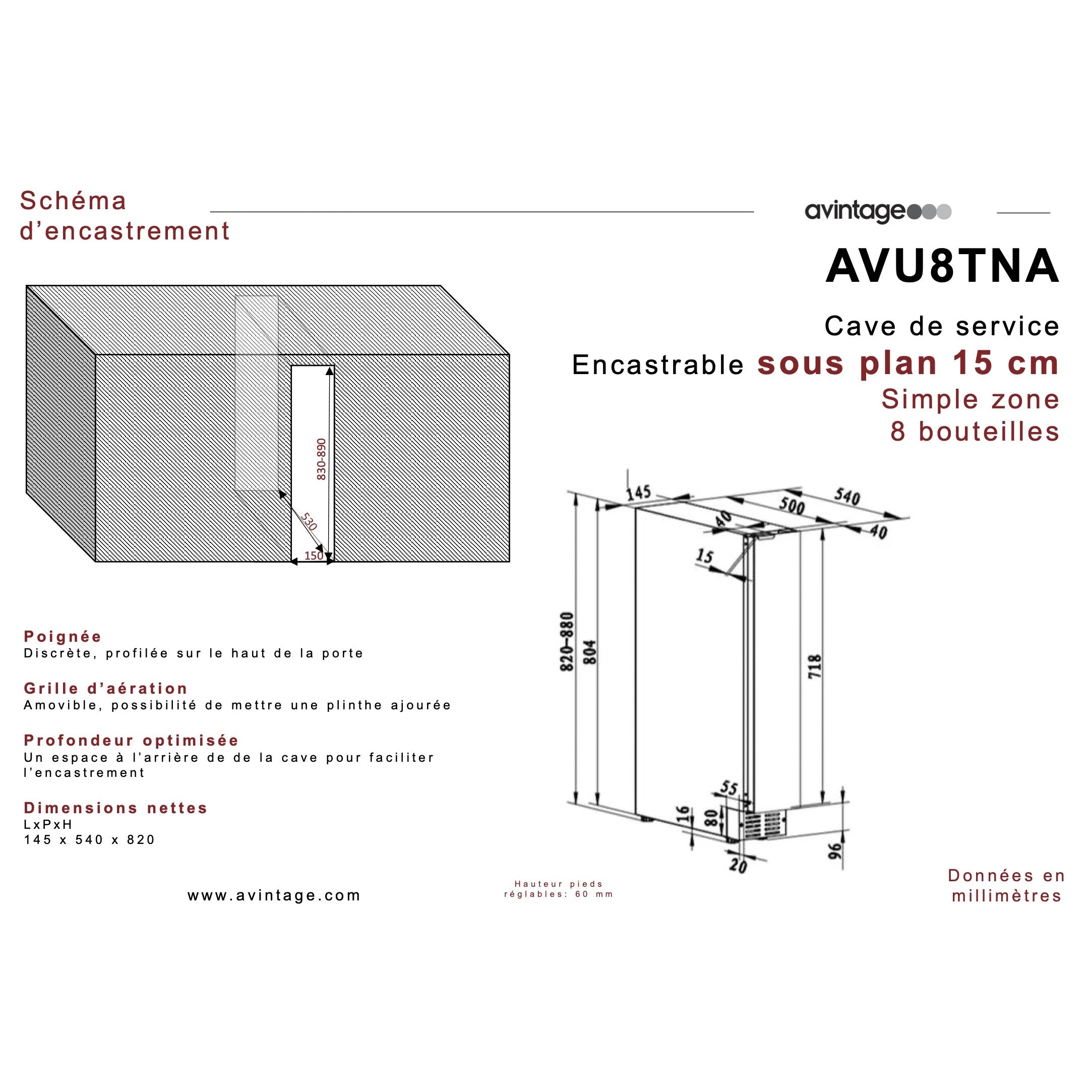 Fotografía de la Vinoteca 8 botellas Avintage AVU8S82.