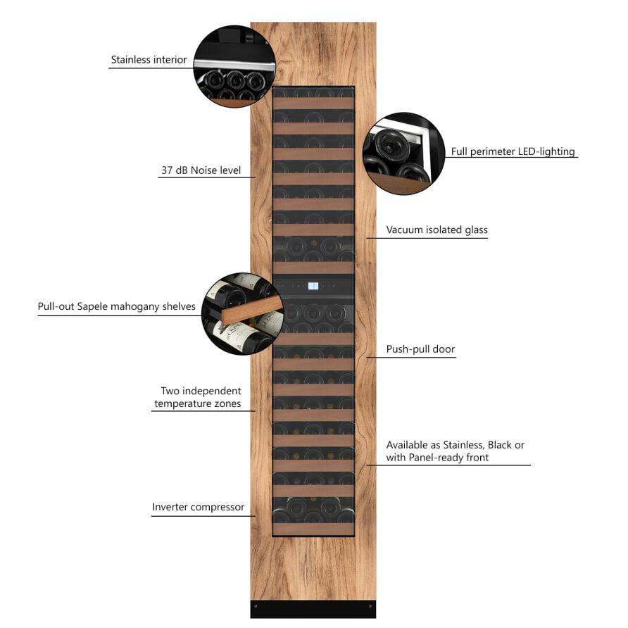Wine Cooler 87 Bottles mQuvée EDGE 45D Panel Ready Dual-zone