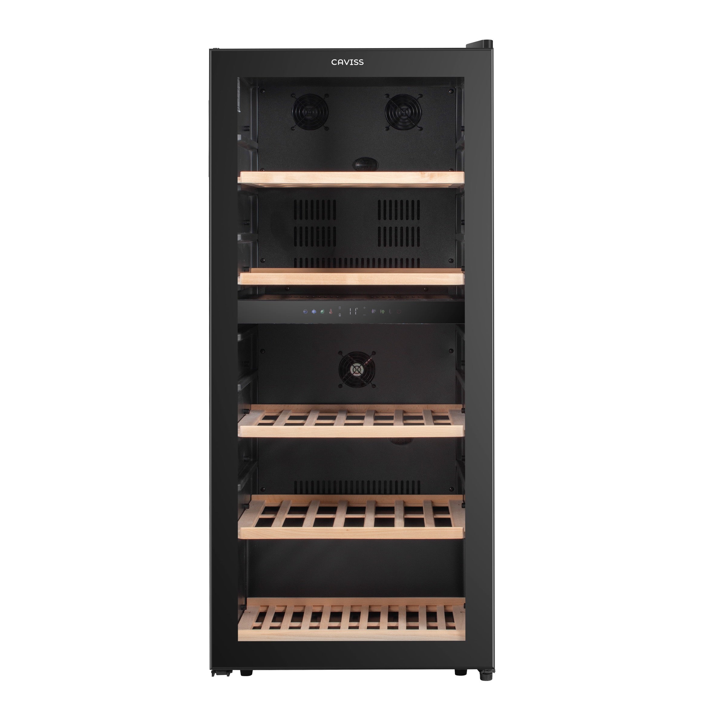 Vinoteca doble zona 91 botellas Caviss C291CBEG frontal puerta cerrada