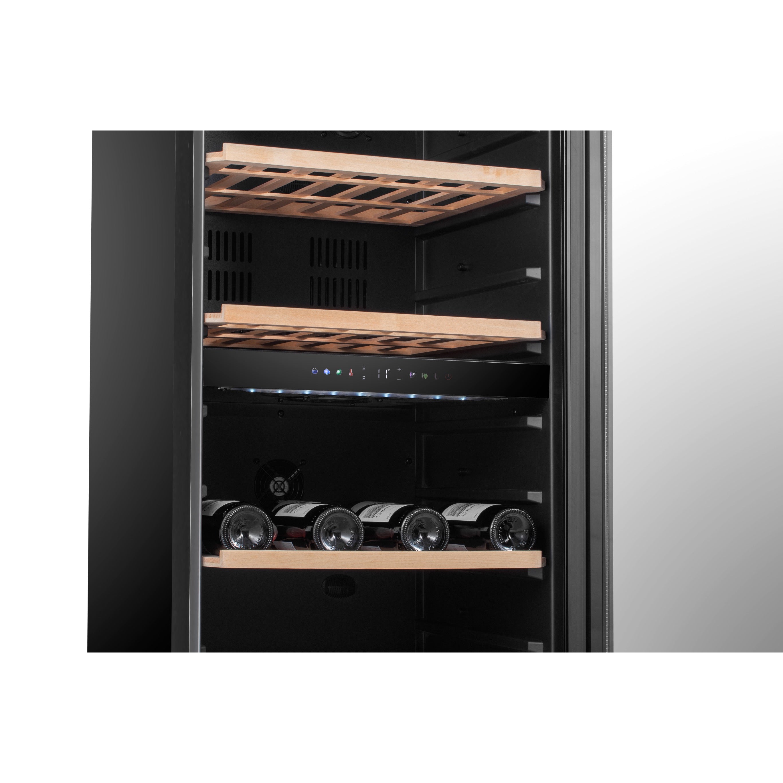 Vinoteca doble zona 91 botellas Caviss C291CBEG detalle panel digital