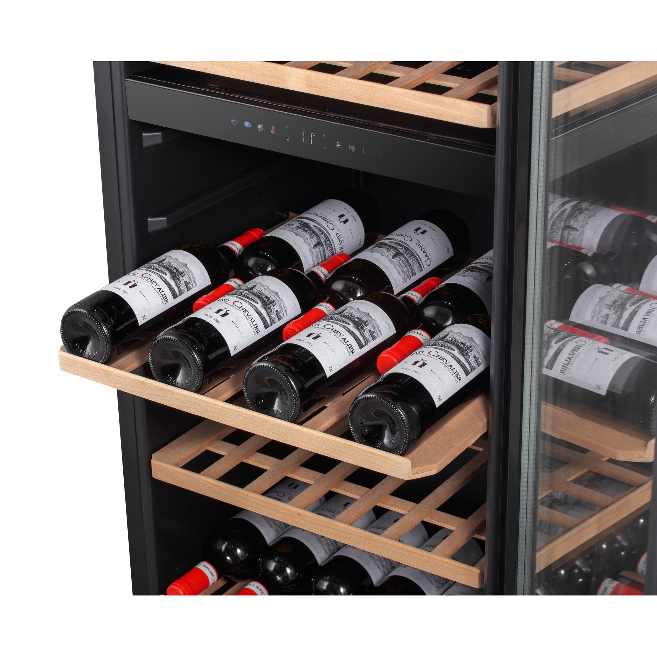 Vinoteca doble zona 91 botellas Caviss C291CBEG bandejas con botellas de vino
