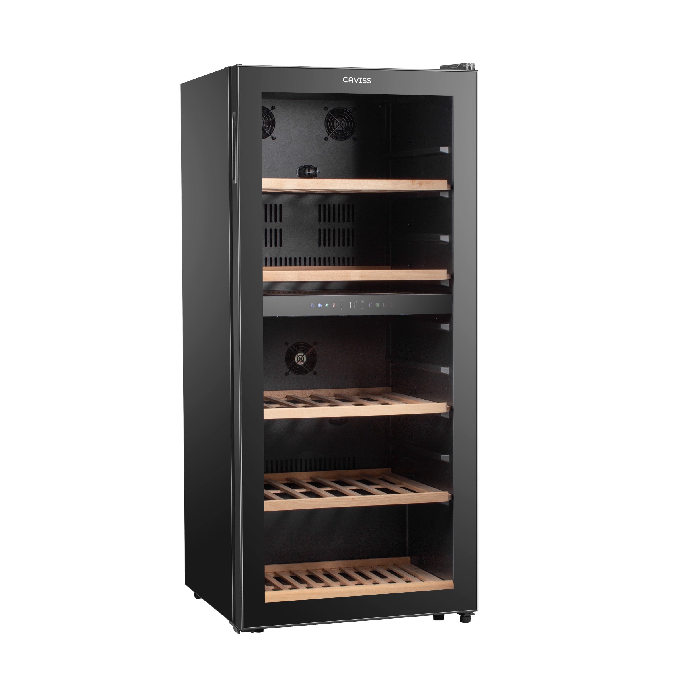 Vinoteca doble zona 91 botellas Caviss C291CBEG lateral vacía cerrada