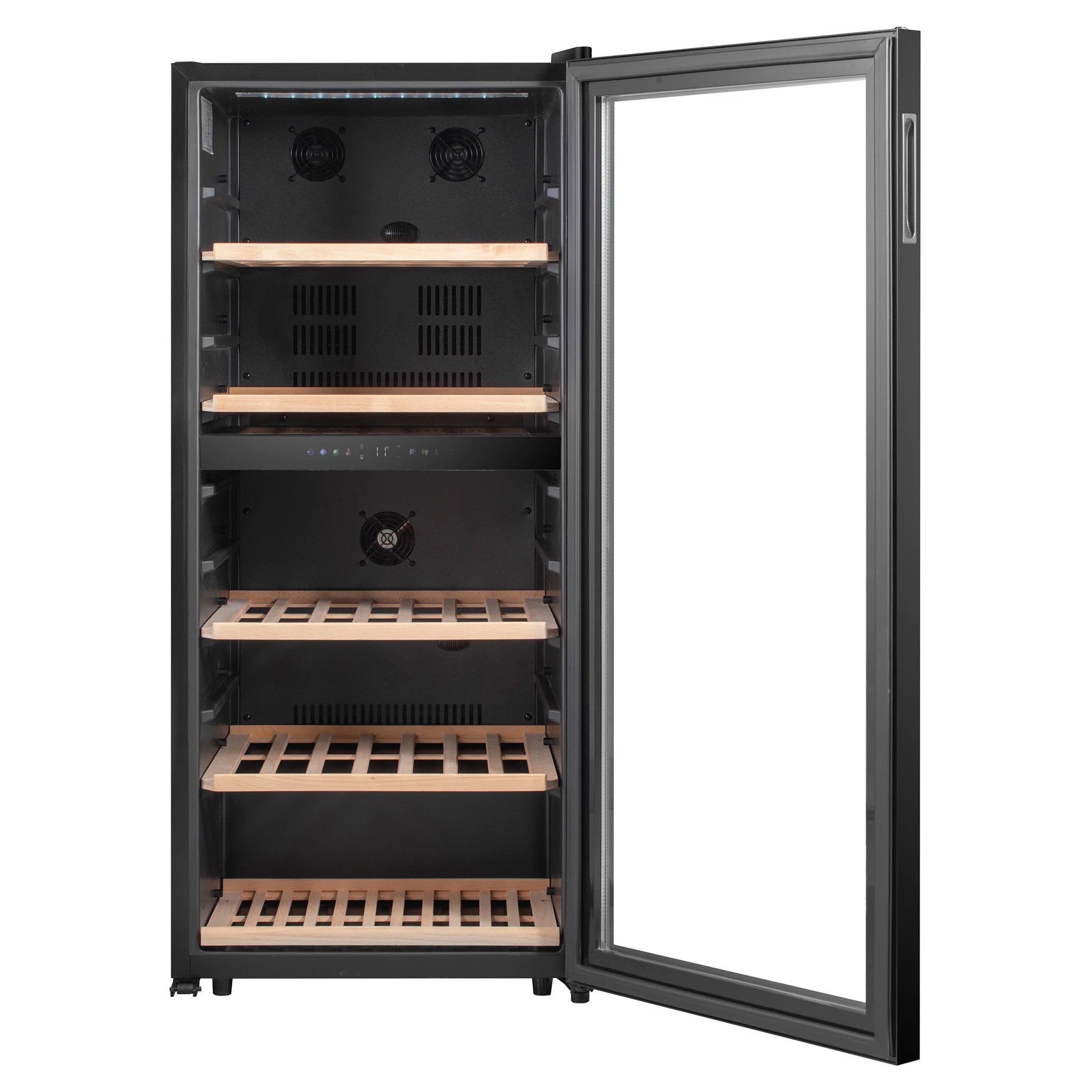 Caviss C291CBEG, vinoteca de 91 botellas con diseño negro y puerta anti-UV.