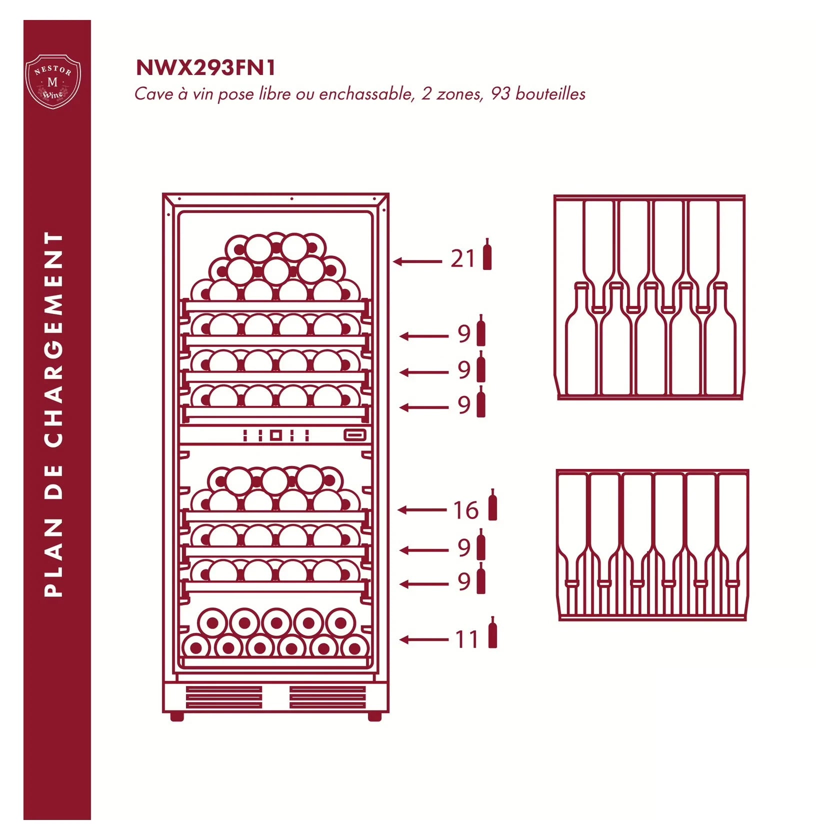 Vinoteca 93 botellas Nestor M Wine NWX293FN1