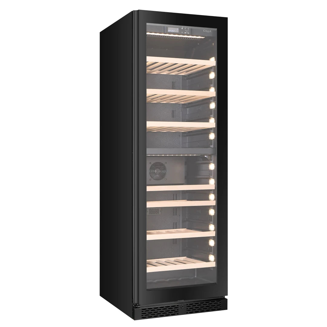 Wine Cooler 99 bottles CELLA W93D Black Dual-zone