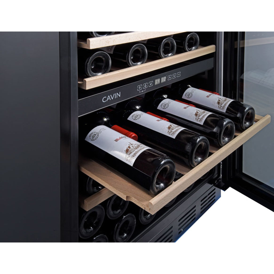 Vinoteca 46 botellas Artic Collection 60D Full Glass Black andejas deslizantes