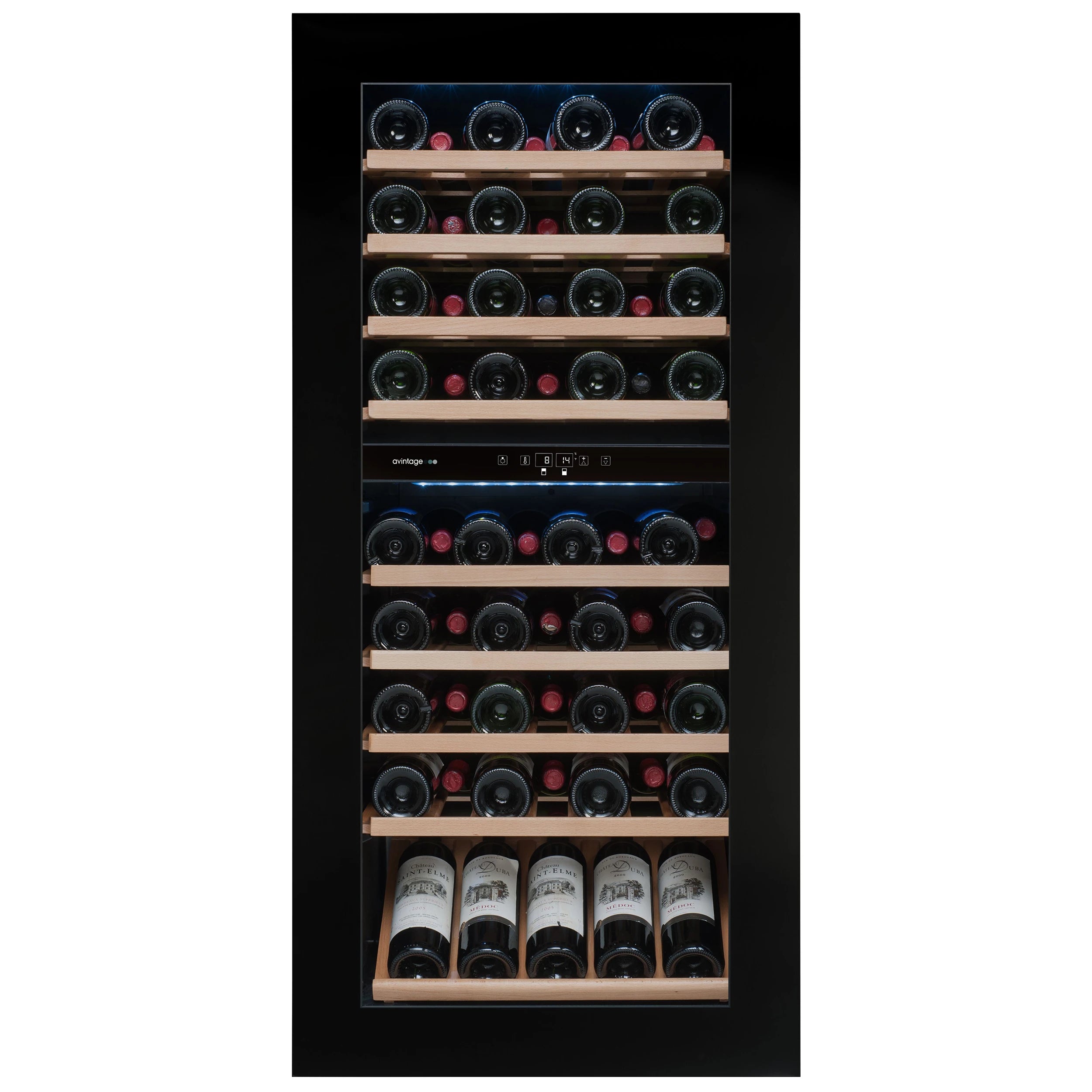 Fotografía de la Vinoteca encastrable 79 botellas Avintage AVI82PREMIUM doble zona.