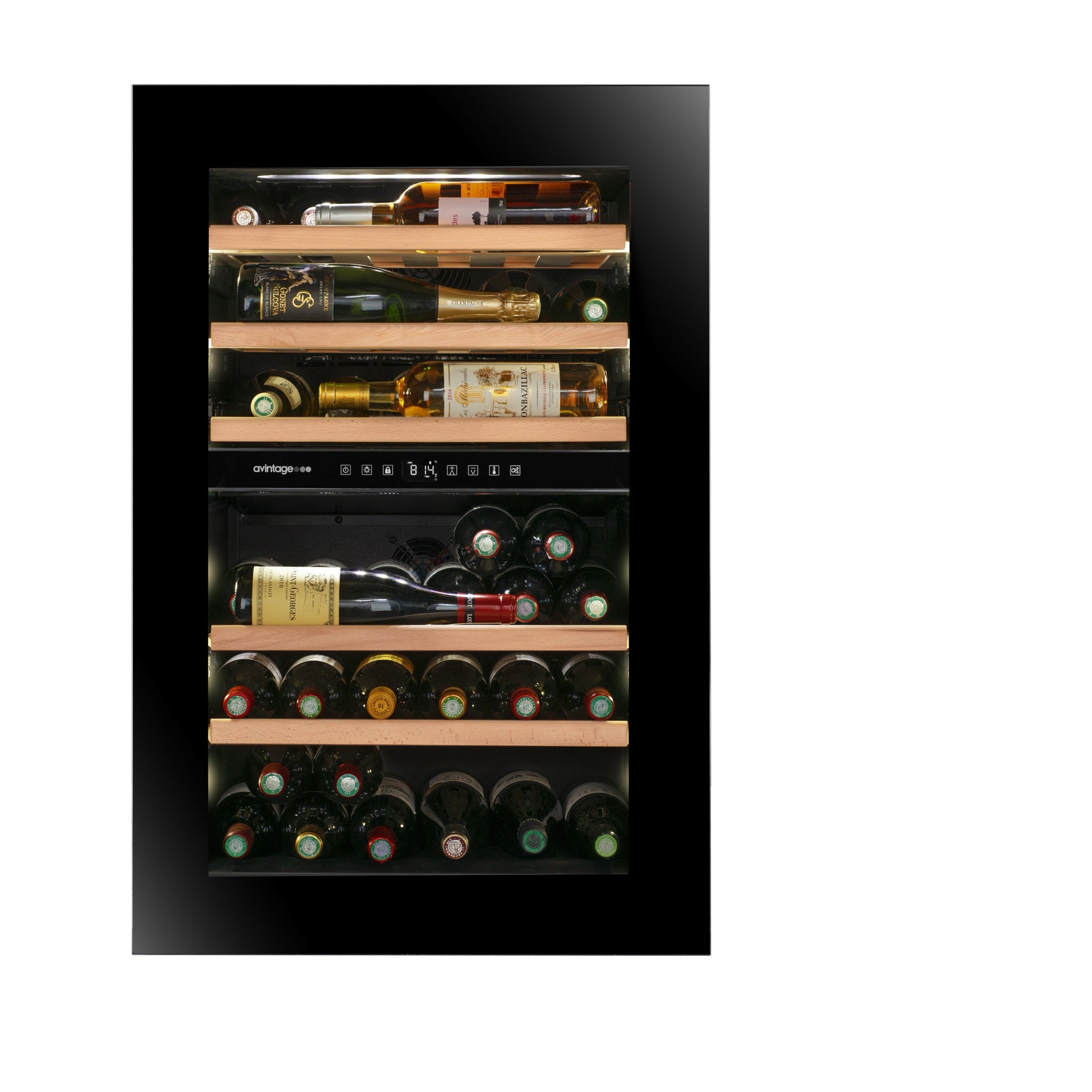 Imagen de la Vinoteca 44 botellas Avintage AVI88PLATINUM doble zona.