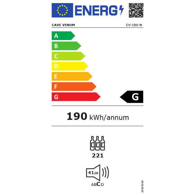 Vinoteca Cavevinum 180 botellas CV-180-N energy label