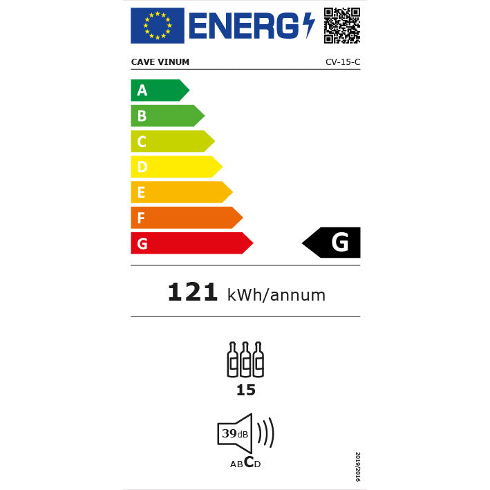 Vinoteca Cavevinum 15 botellas CV-15C energy label