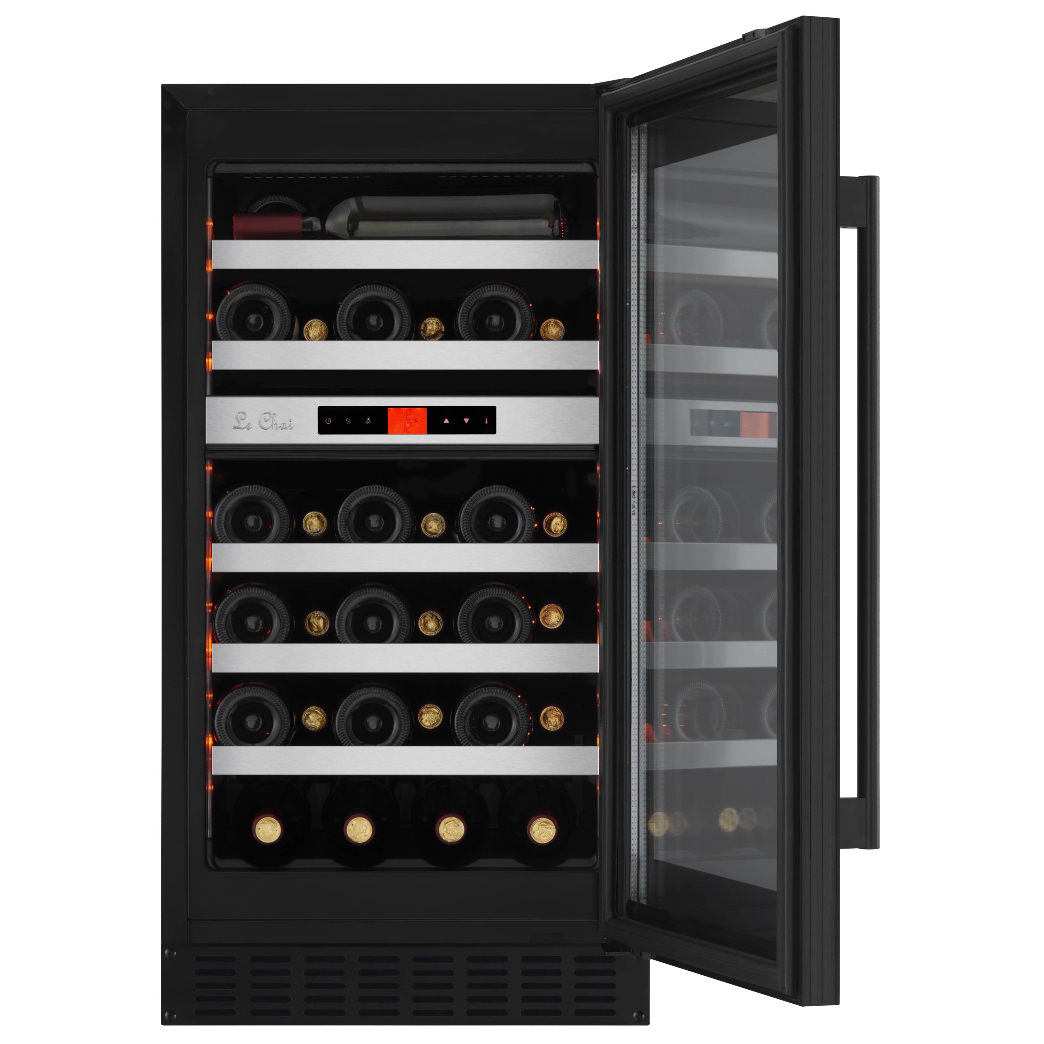 Vinoteca doble zona 33 botellas LBN330 abierta luz led roja