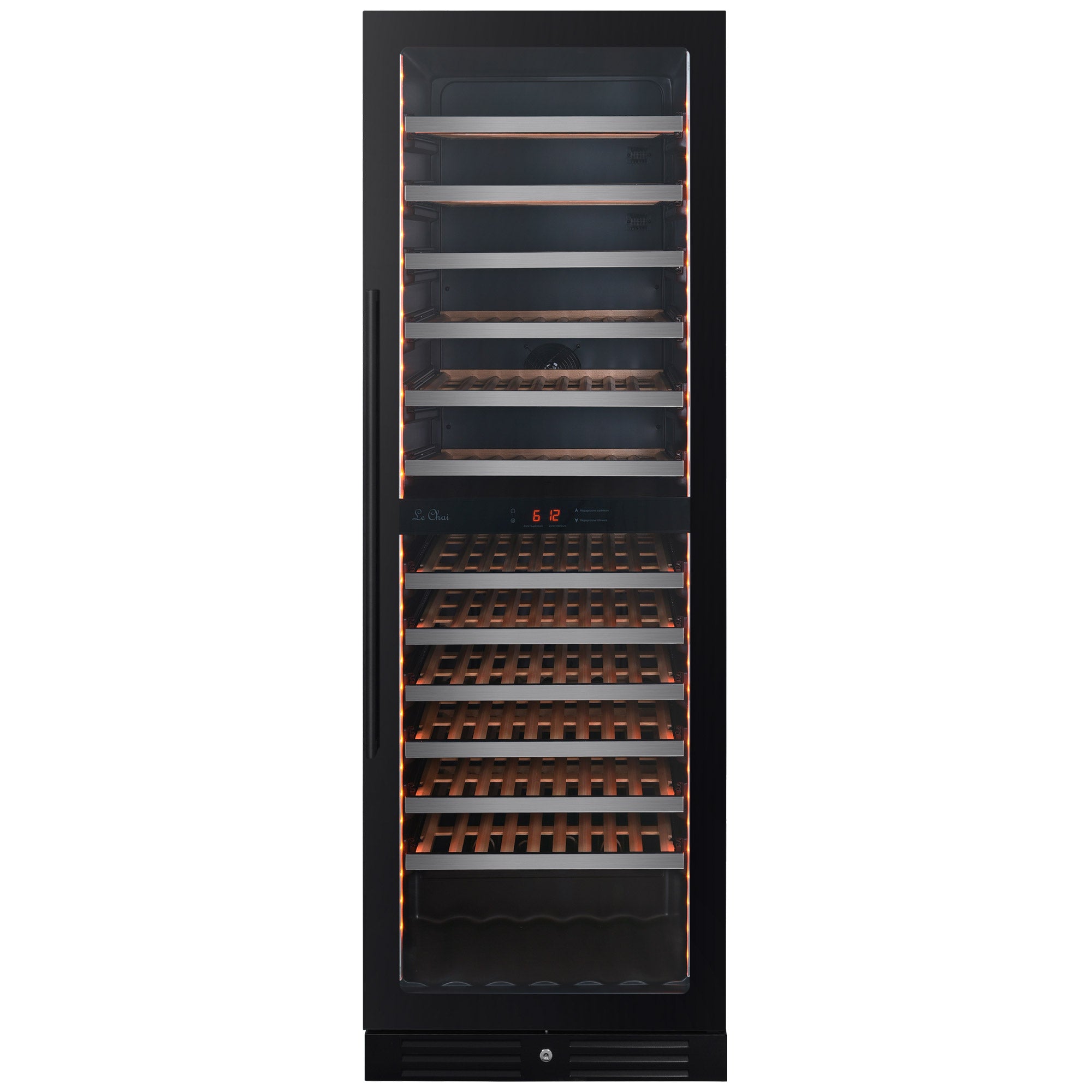 Vinoteca encastrable 119 botellas LBN1540 negra puerta cerrada vacía con iluminación LED ámbar