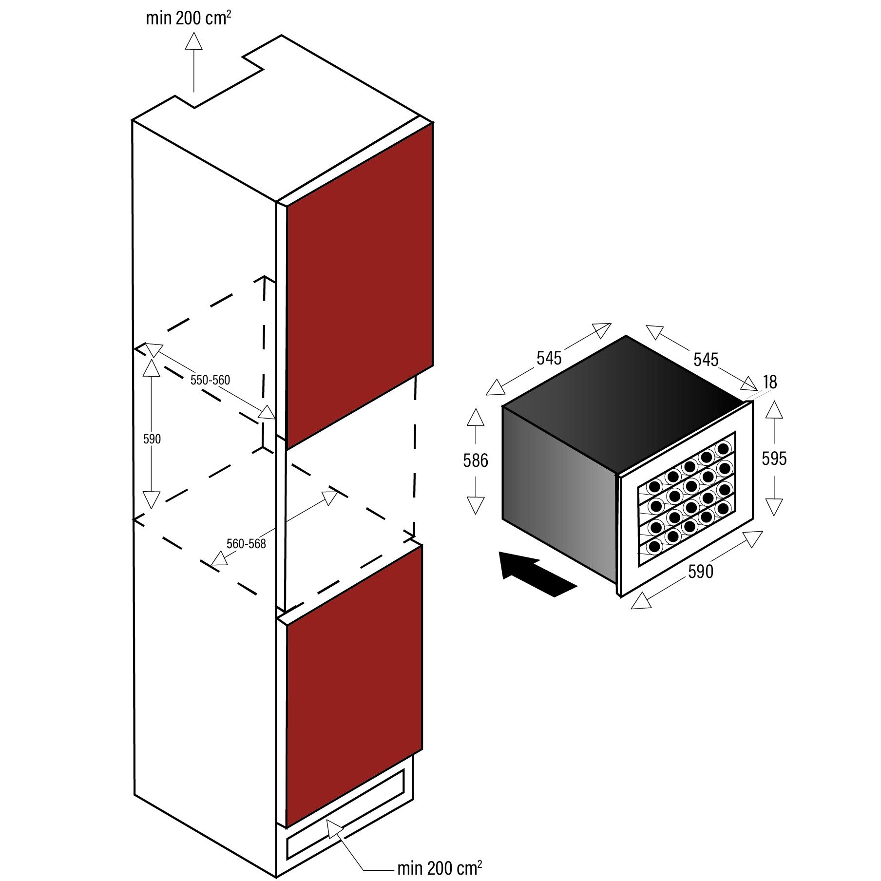 Vinoteca 32 botellas SLEN132TBE4 medidas