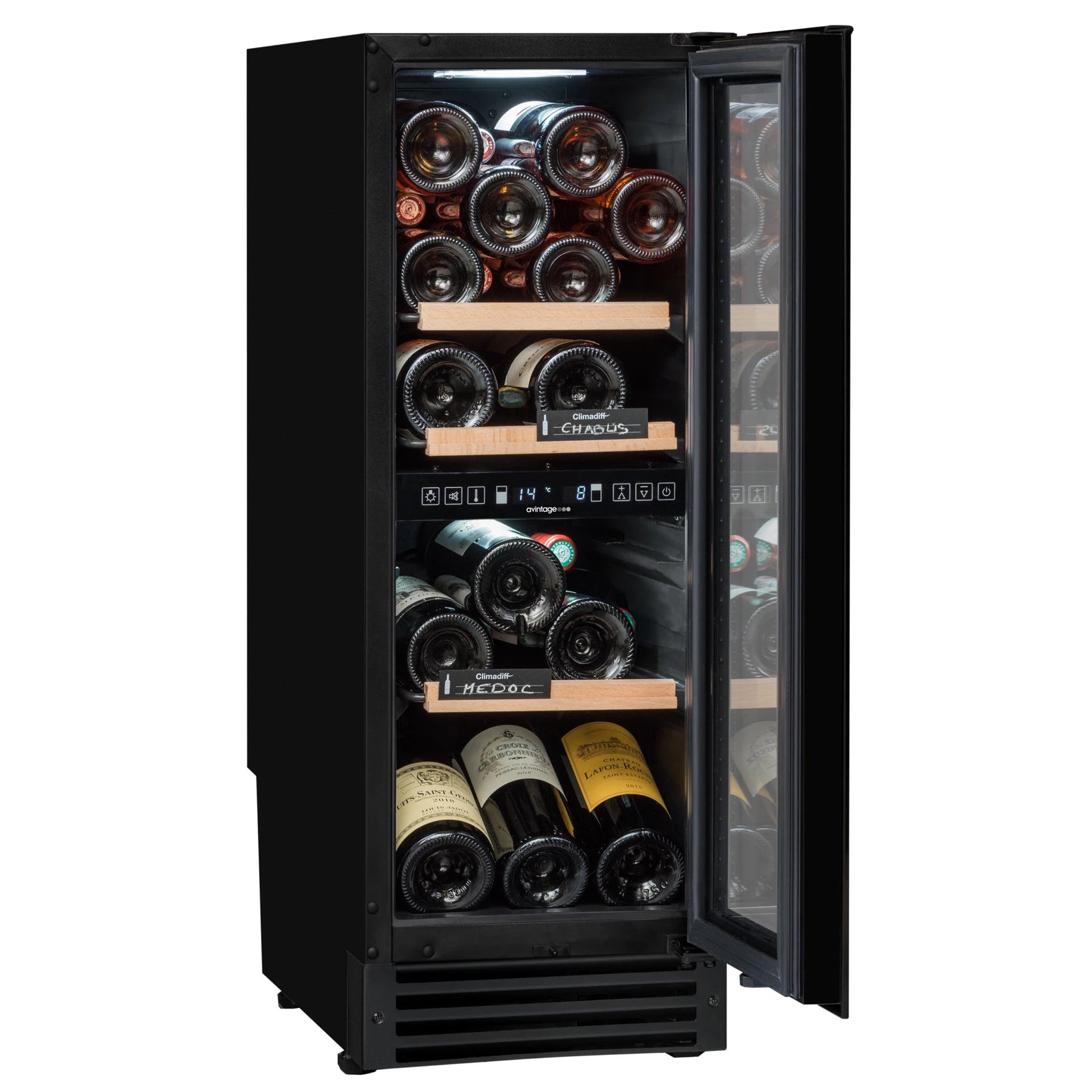 Imagen de la Vinoteca encastrable 22 botellas Avintage AVU27D82 doble zona.