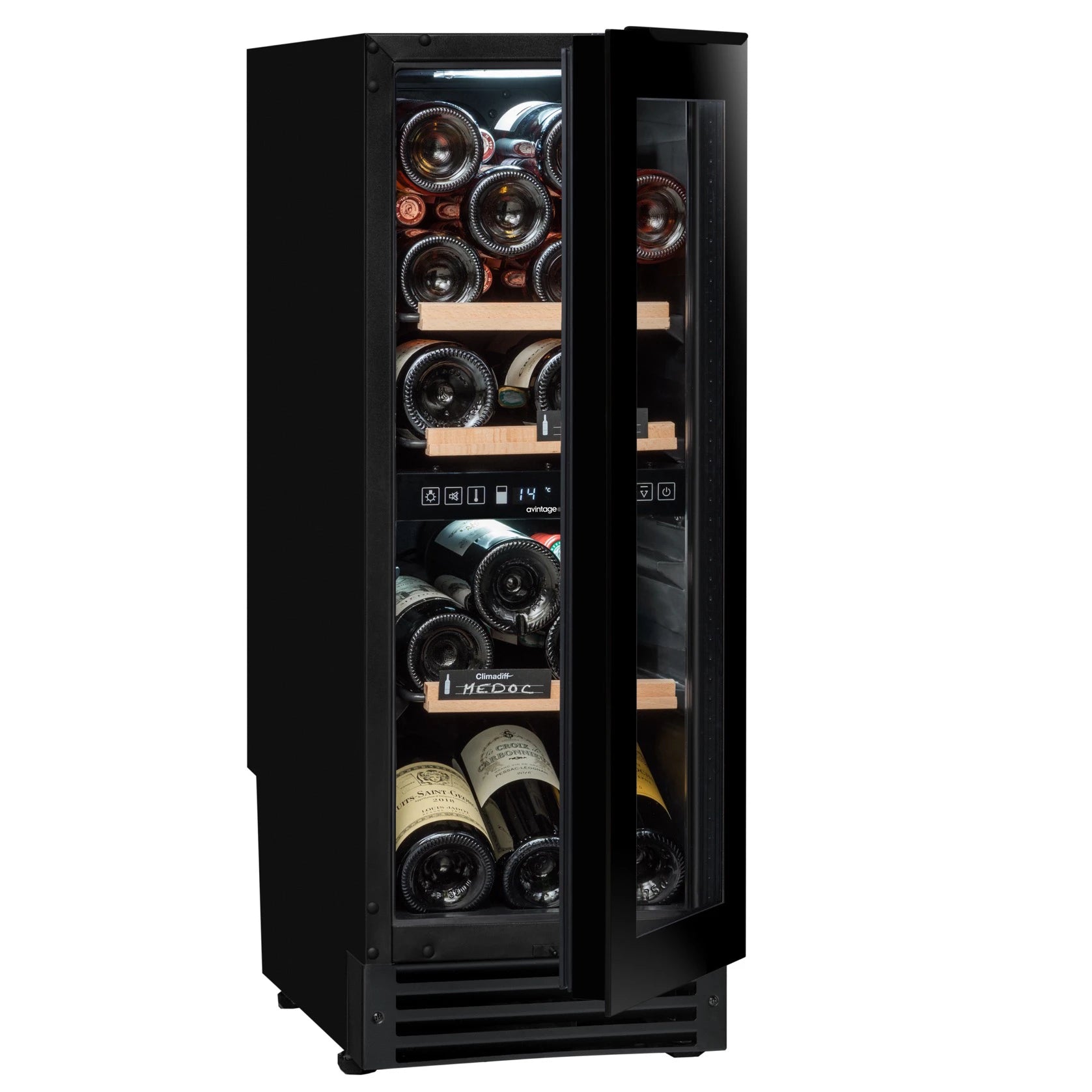 Fotografía de la Vinoteca encastrable 22 botellas Avintage AVU27D82 doble zona.