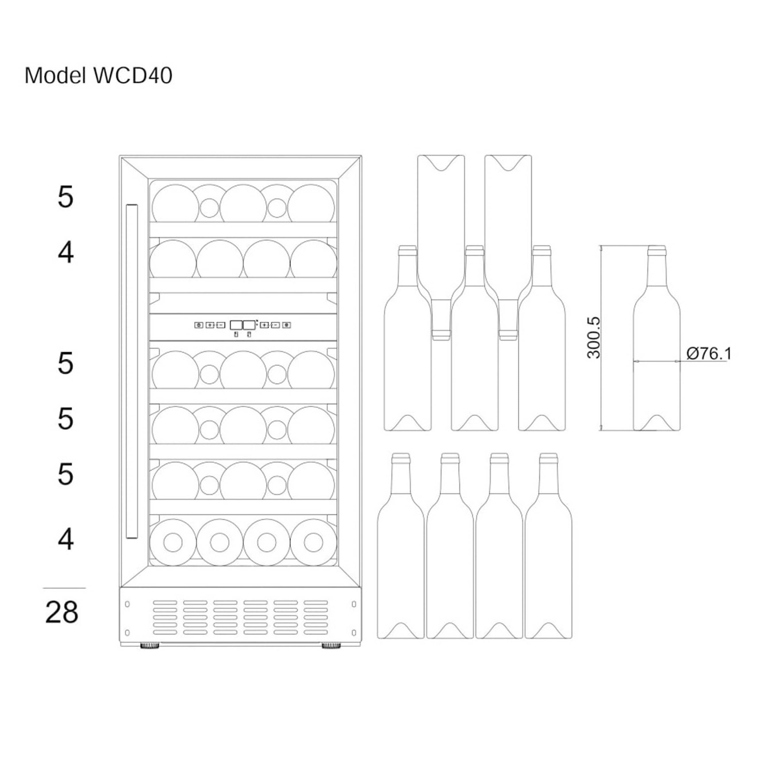 Wine Cooler 28 bottles mQuvée WineCave 700 40D Anthracite Black Dual-zone