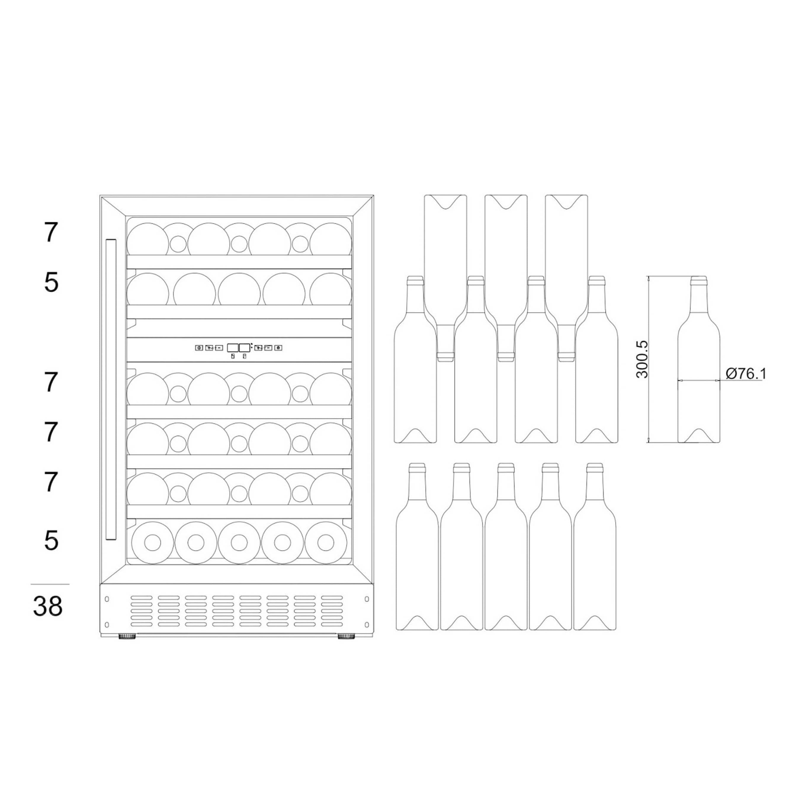 Vinoteca 38 botellas mQuvée WineCave 700 50D Anthracite Black doble zona