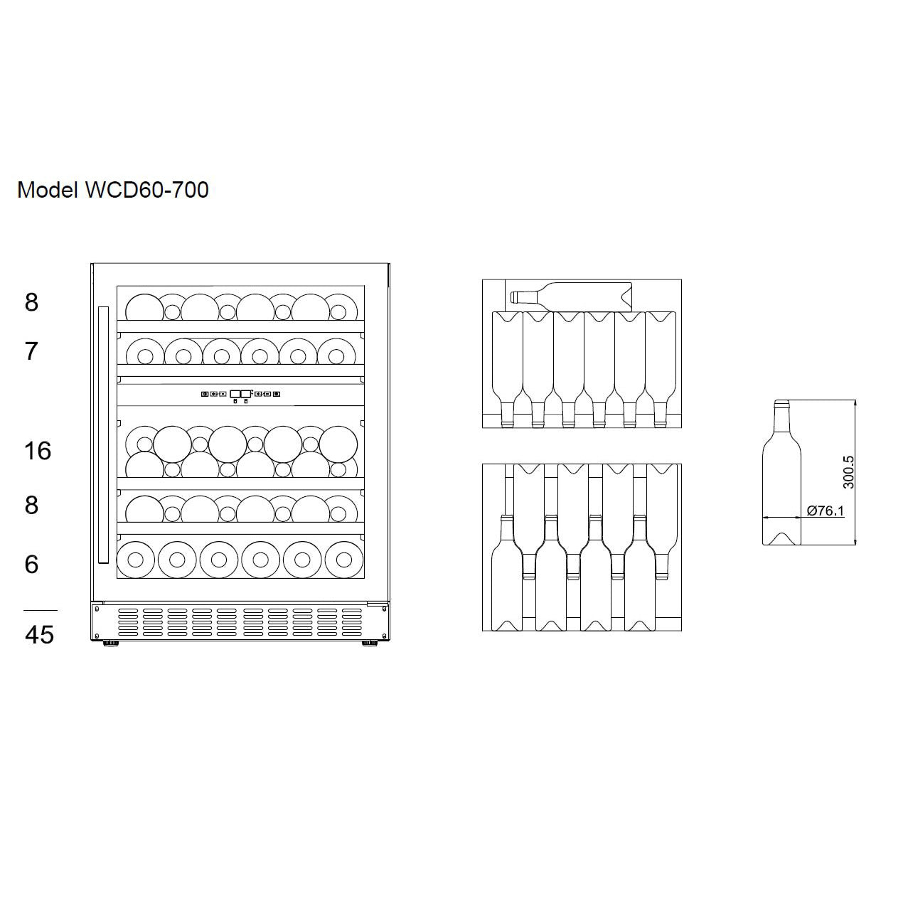 Wine Cooler 45 bottles mQuvée WineCave 700 60D Stainless Dual-zone