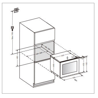 Vinoteca integrable doble zona 20 botellas LBN200POV diagrama de encastre