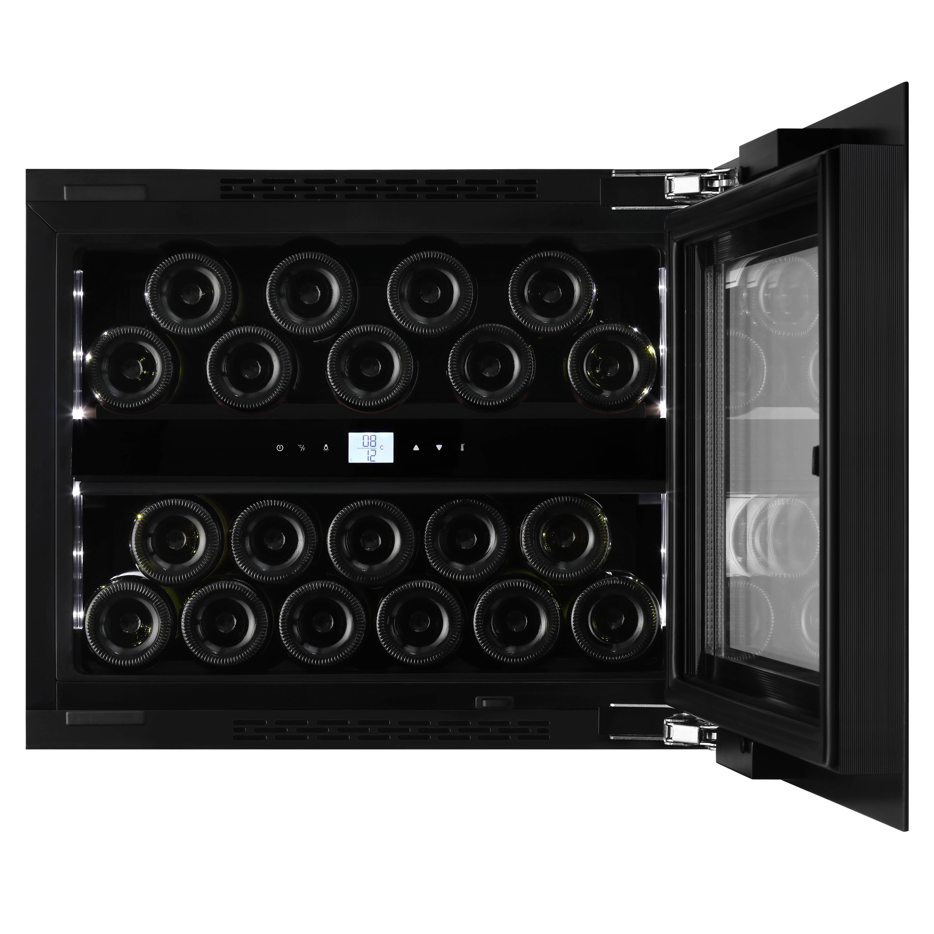 Vinoteca integrable doble zona 20 botellas LBN200POV abierta iluminación led blanca