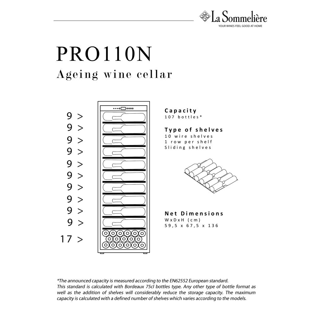 Vinoteca profesional 107 botellas La Sommelière PRO110N