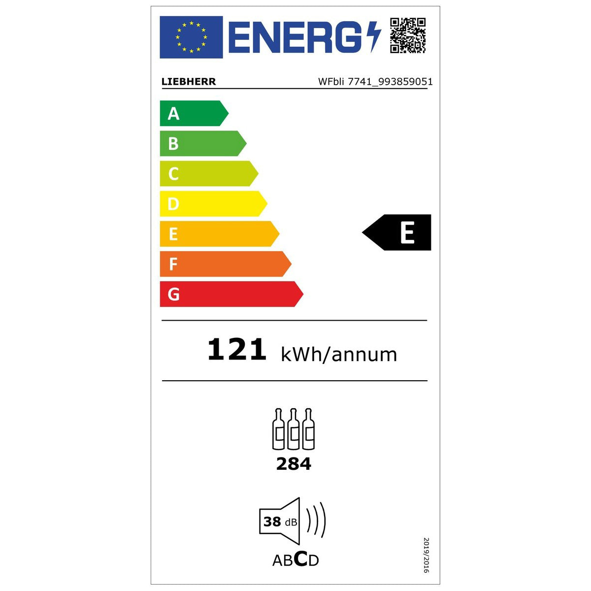 Vinoteca Liebherr GrandCru Perfection 284 botellas WFbli 7741 energy label