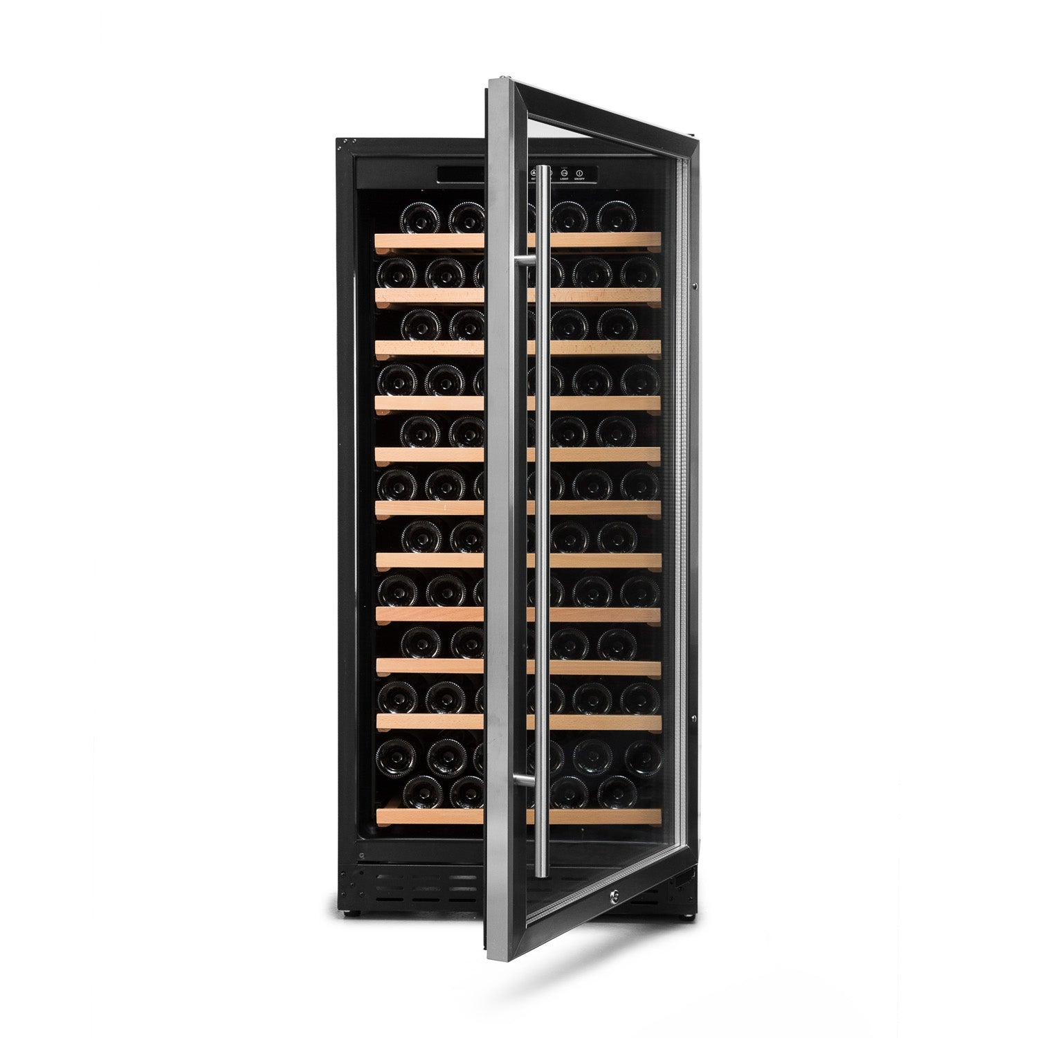 Vinoteca Vinobox 110 botellas 110GC 1T Inox frontal abierta