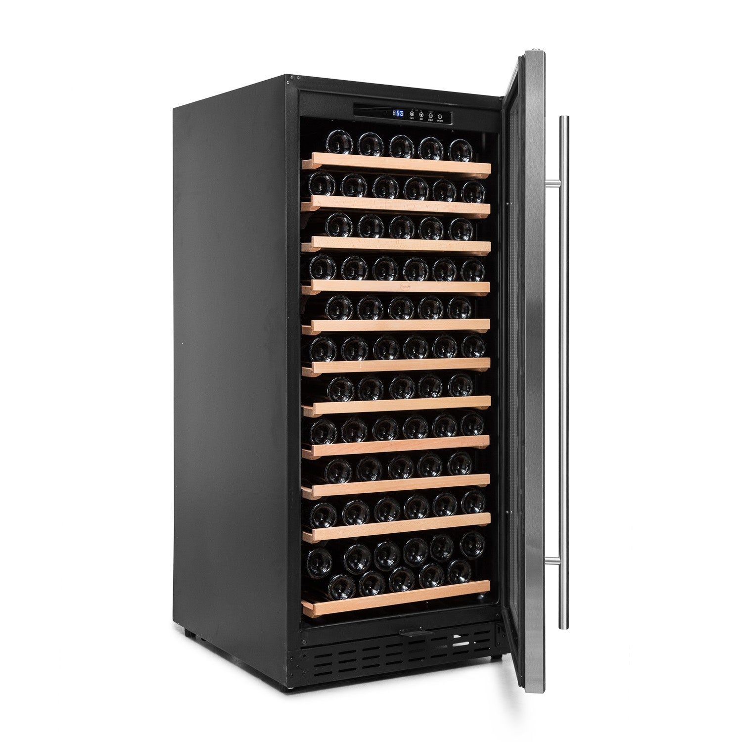 Vinoteca Vinobox 110 botellas 110GC 1T Inox lateral abierta