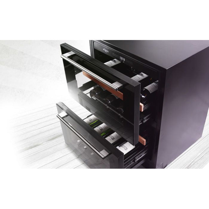 Wine Cooler 45 bottles mQuvée WineCave 60DD Fullglasss Black Dual-zone