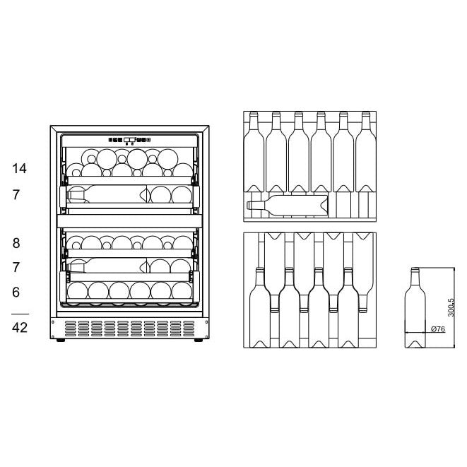 Wine Cooler 45 bottles mQuvée WineCave 60DD Fullglasss Black Dual-zone