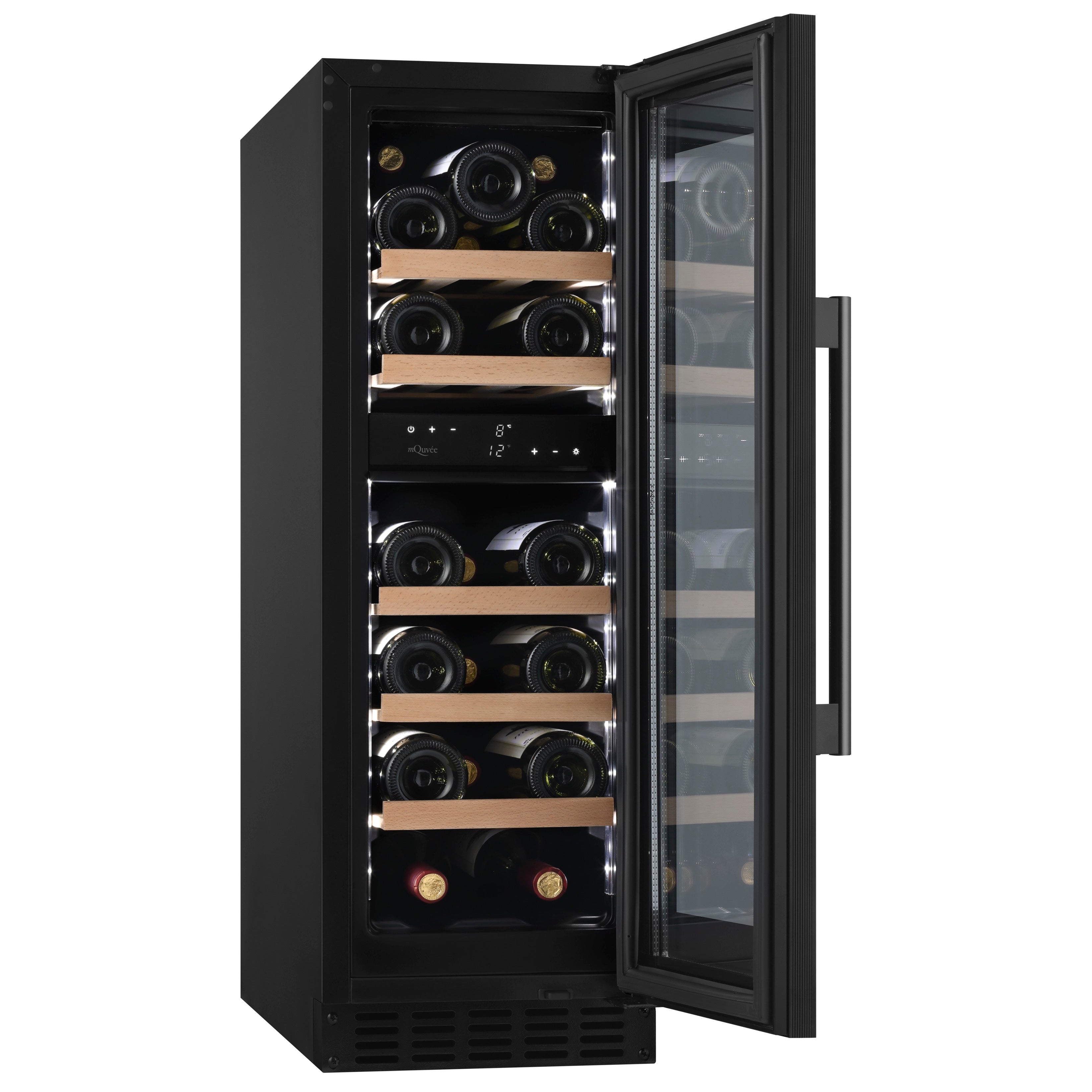 Vinoteca 19 botellas mQuvée WineCave 800 30D Fullglass Black doble zona