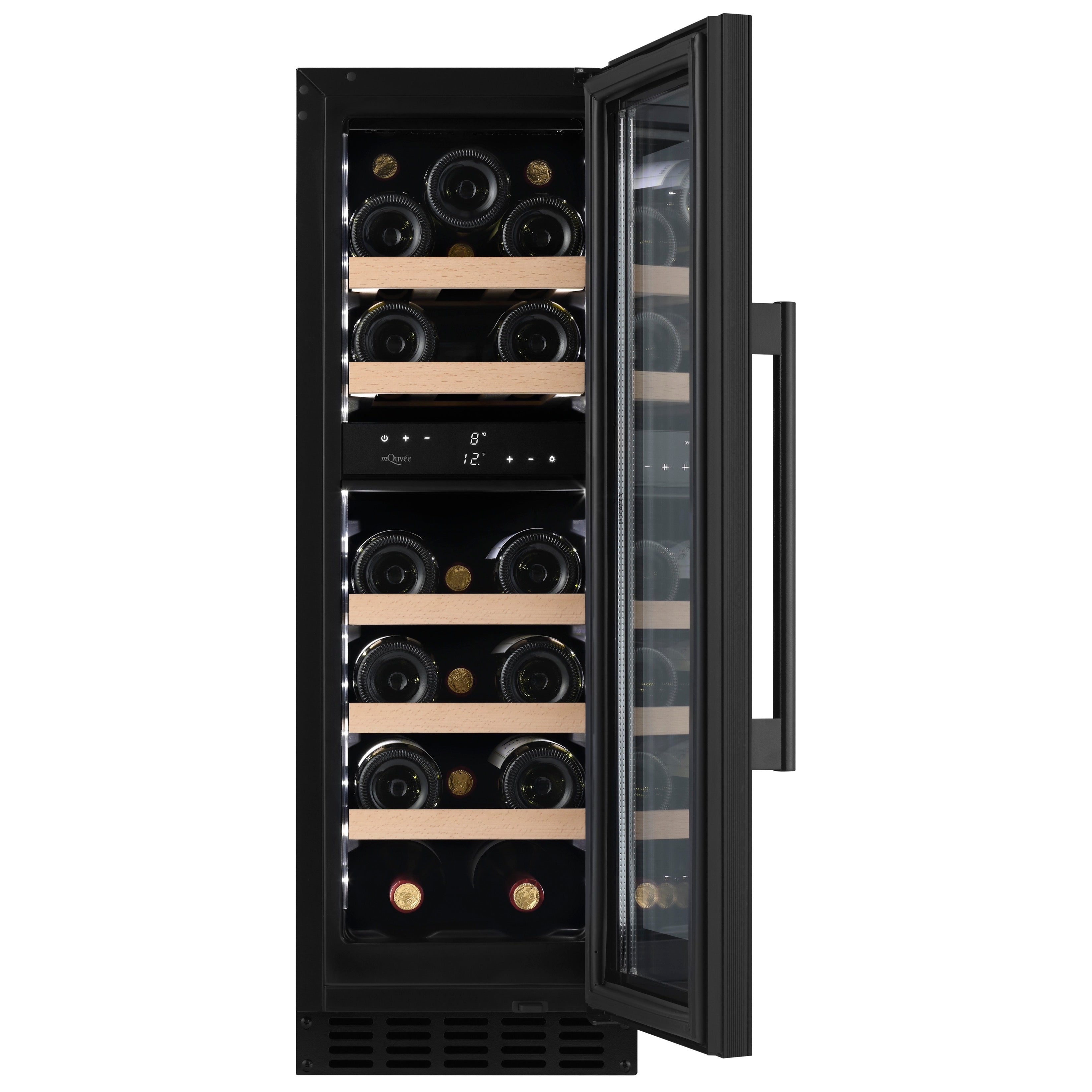 Vinoteca 19 botellas mQuvée WineCave 800 30D Fullglass Black doble zona