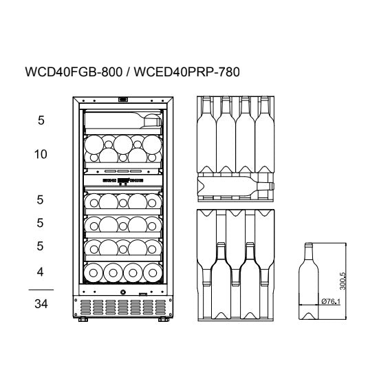 Wine Cooler 34 bottles mQuvée WineCave 800 40D Fullglass Dual-zone
