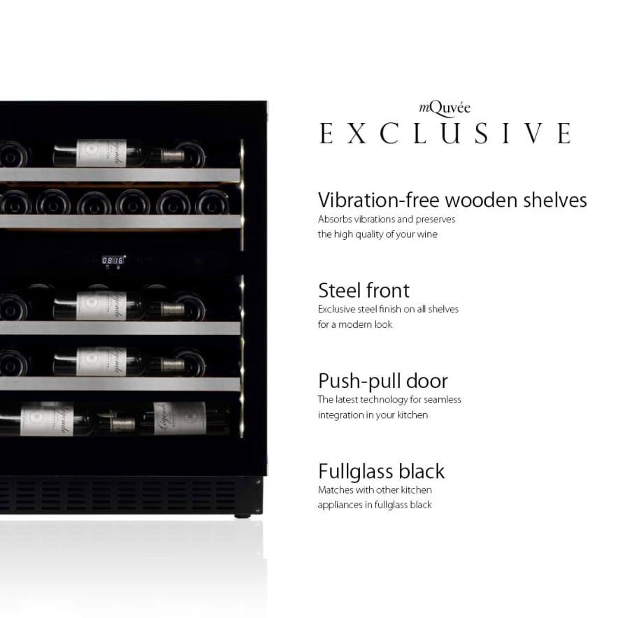 Built-in Wine Cooler 112 bottles mQuvée WineKeeper 112D Fullglass Black Push/Pull Dual-zone