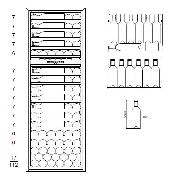 Built-in Wine Cooler 112 bottles mQuvée WineKeeper 112D Fullglass Black Push/Pull Dual-zone
