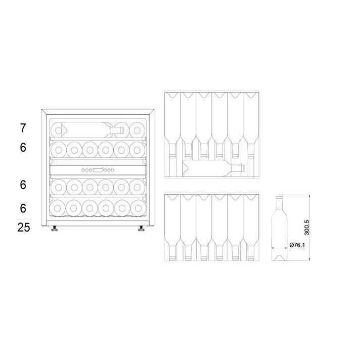 Vinoteca 25 botellas mQuvée WineKeeper 25D Push/Pull doble zona FullGlass Black