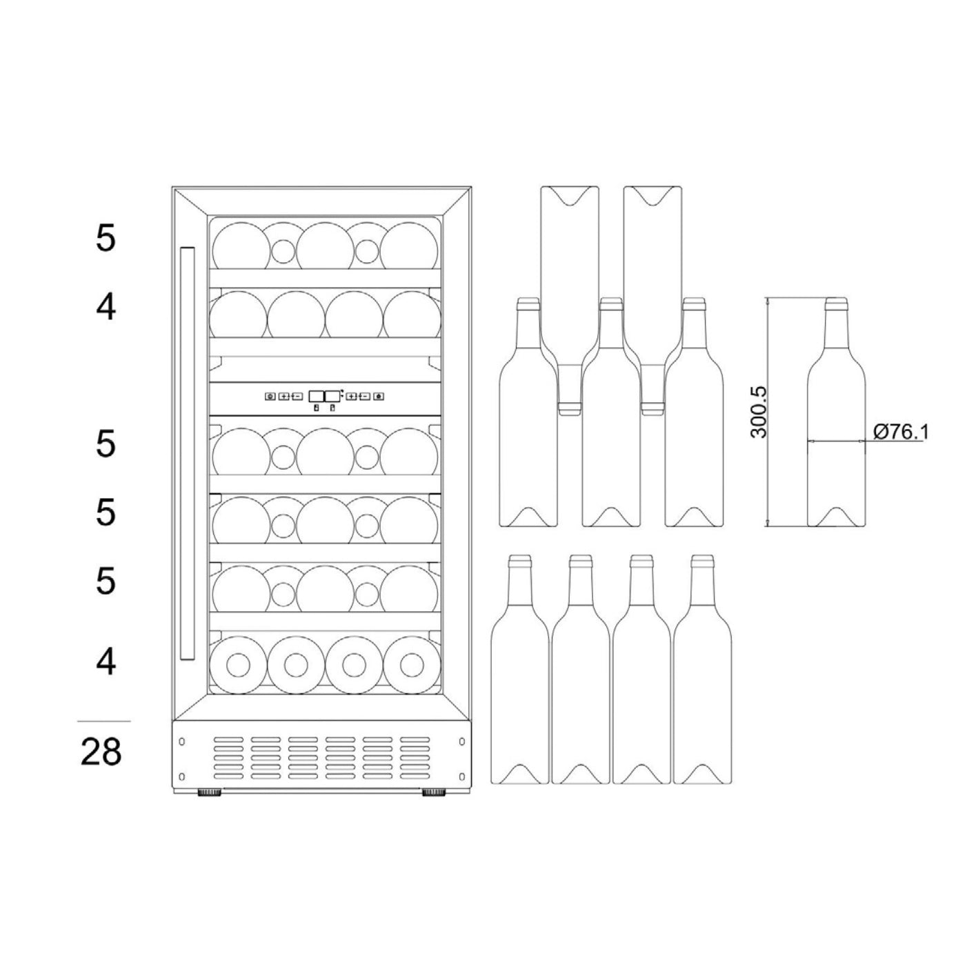Wine Cooler 28 bottles mQuvée WINECAVE 700 40D Stainless Dual-zone