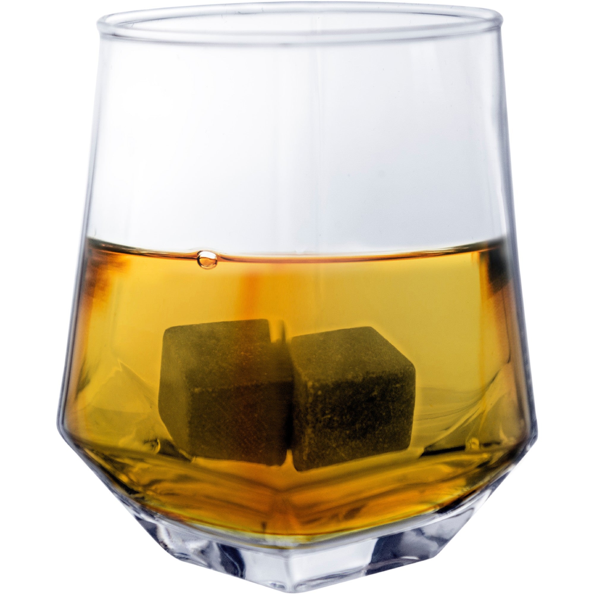 Set de whiskey con copas y piedras en caja de madera