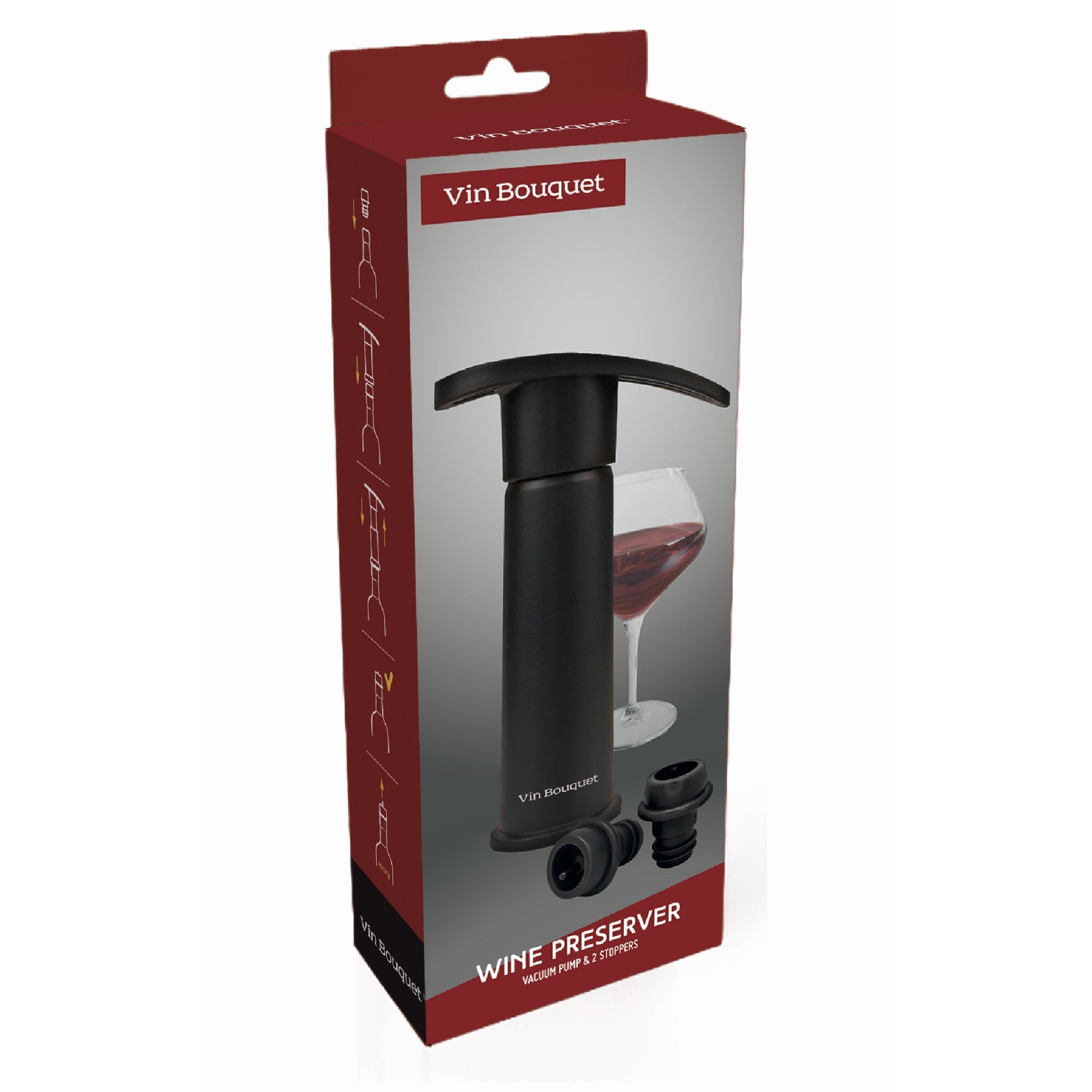 Bomba de Vacío Manual Negra con 2 Tapones