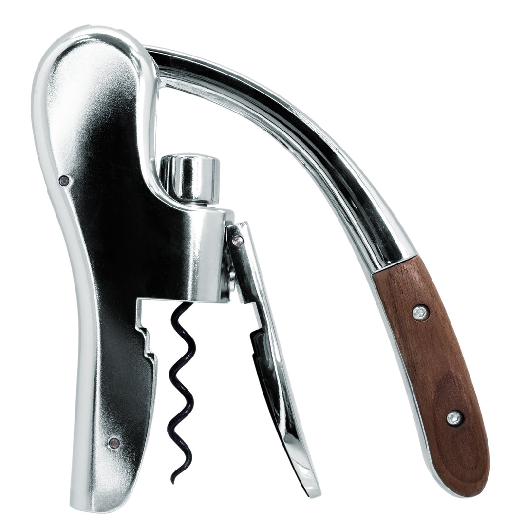 Sacacorchos de Palanca Cromado y Madera
