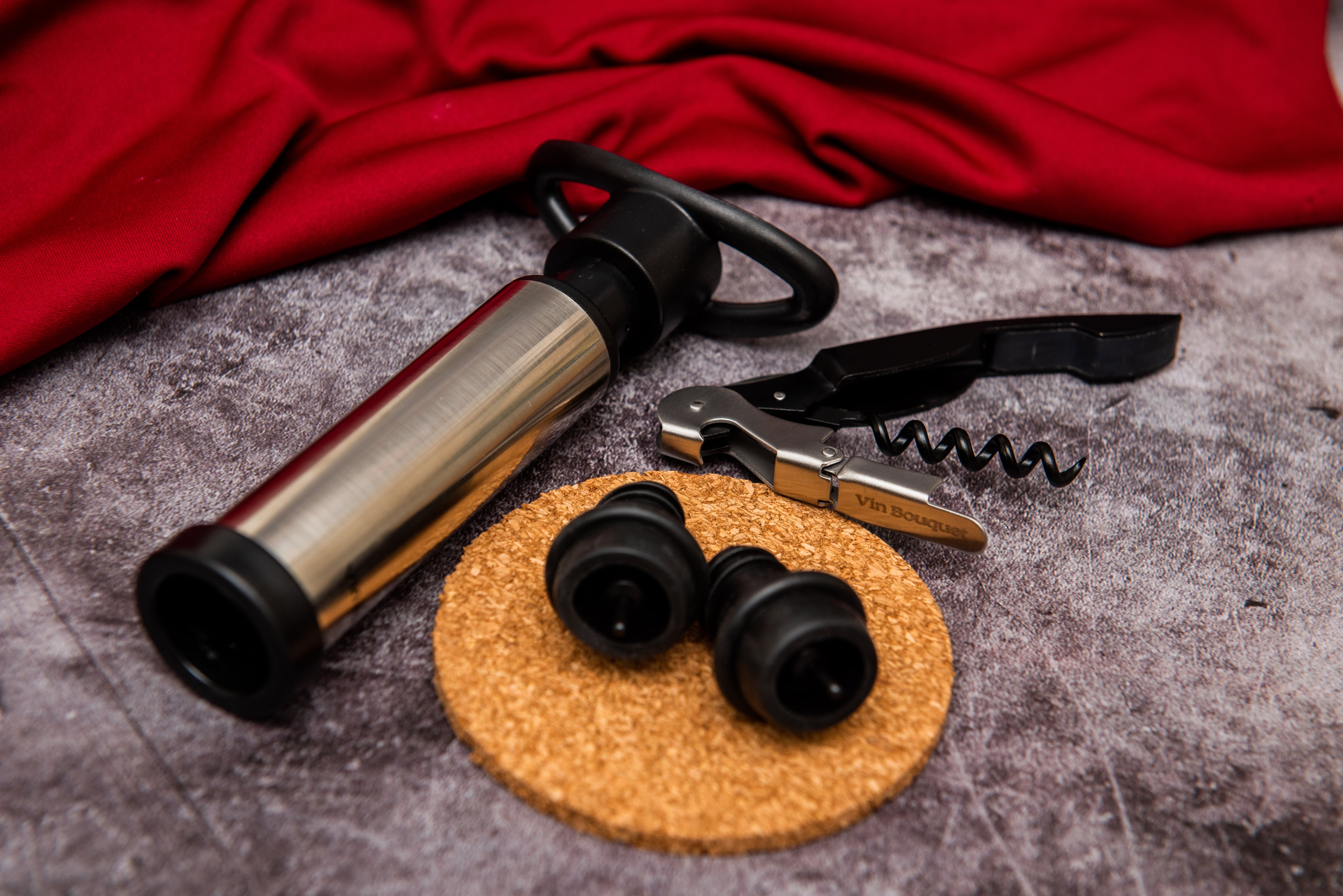 Set de Sacacorchos de Dos Tiempos y Bomba de Vacío