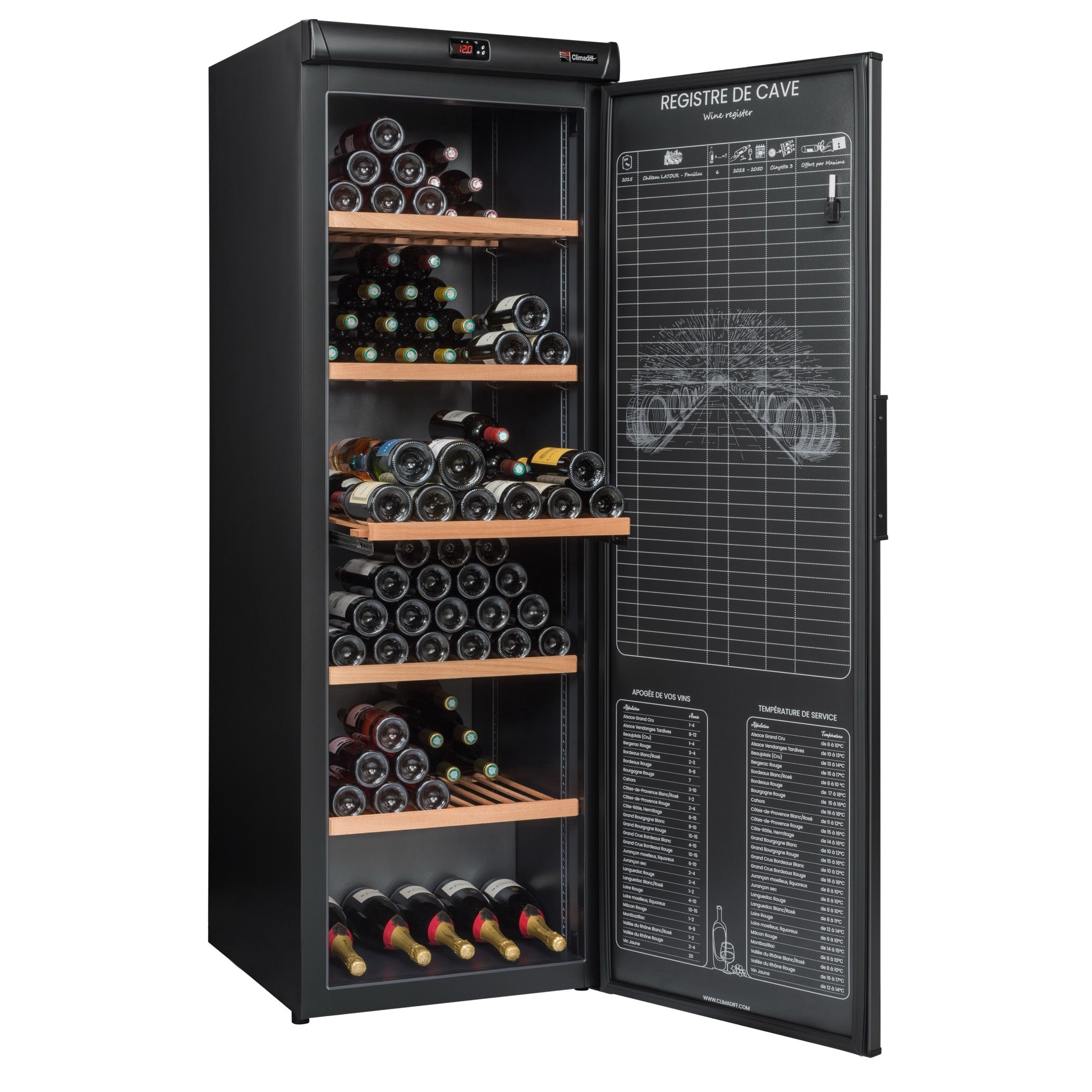Aging Wine Cooler 264 bottles Climadiff RESERVE 275