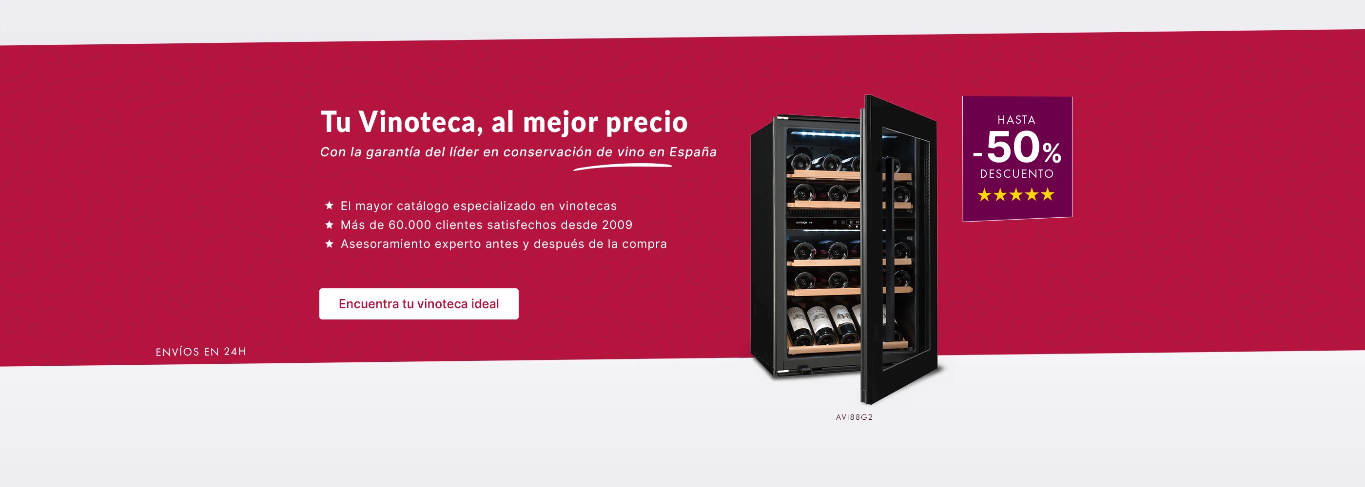 Vinoteca con hasta 50% de descuento en Vinoteca.es, líder en conservación de vino en España