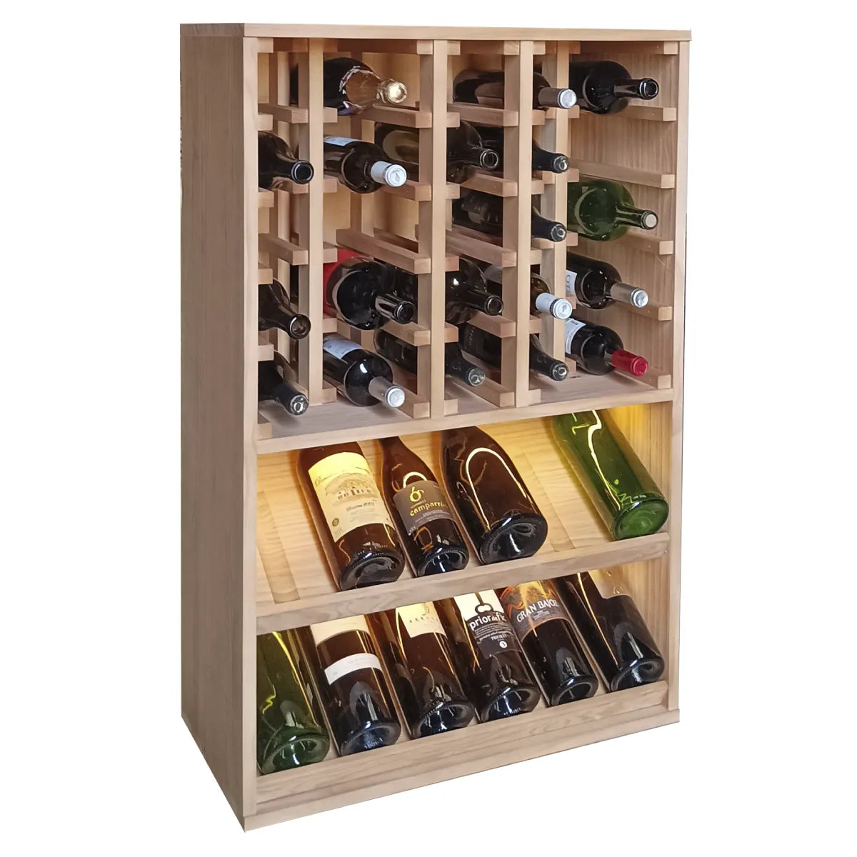 Wine rack for 37 magnum bottles Expovinalia Villafranca Godello 2094 — Pine with light oak finish — EX2094